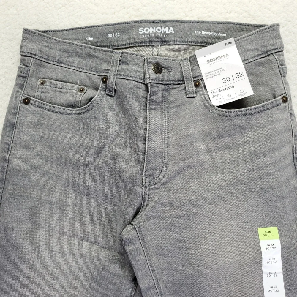 Sonoma Goods For Life Mens Everyday Jean Slim Fit Grey Denim 30x32 NWT